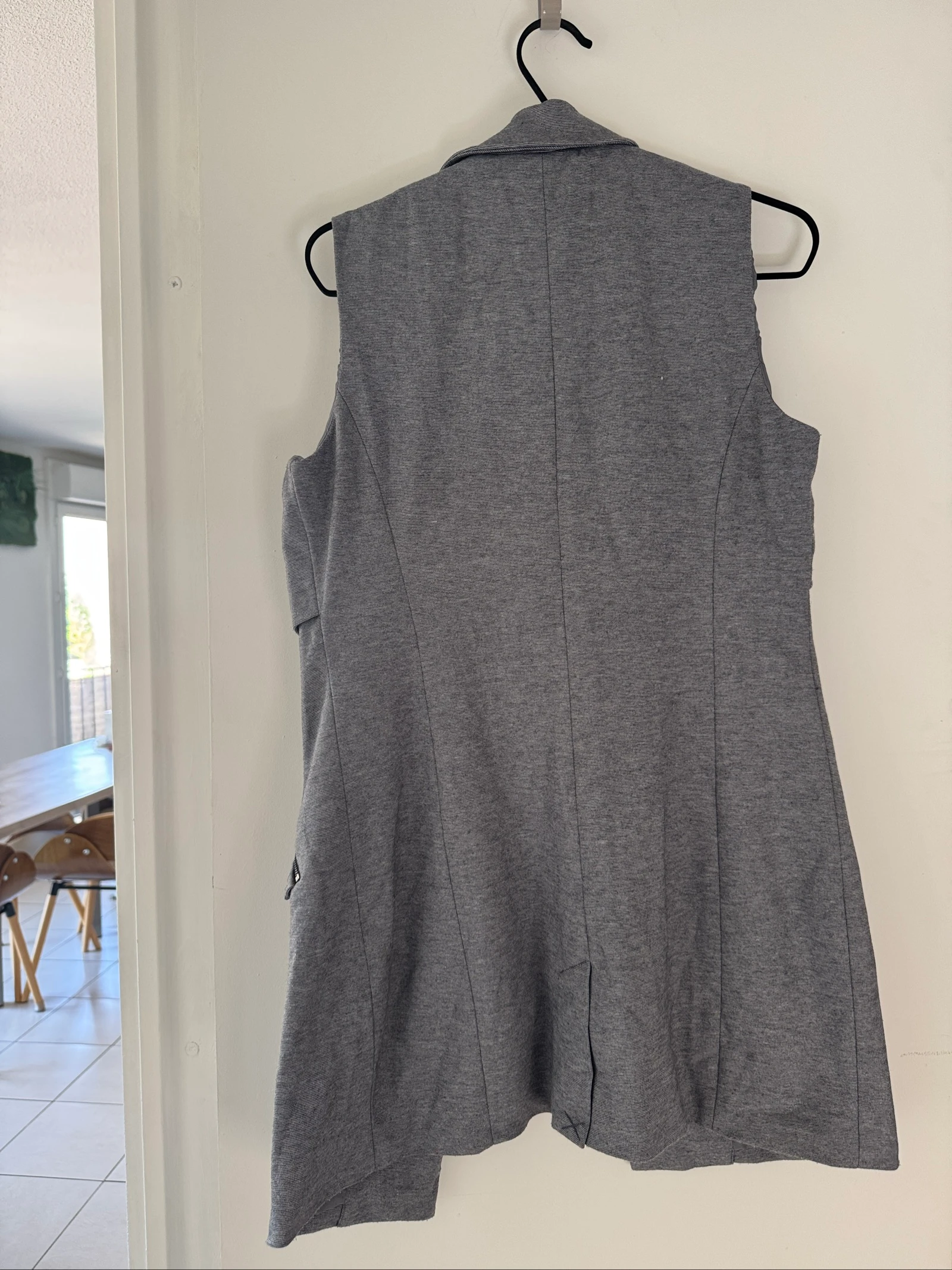 Blazer ou Casaco leve longo sem mangas Atmosphere cinza com riscas finas - Tamanho 36 – photo 2
